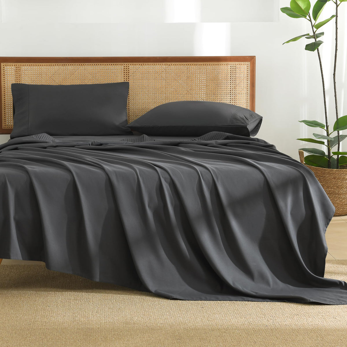 Andency Dark Grey Sheets Full Set 4 Pieces, Super Soft Sheets For Full Size Bed, Microfiber Full Sheet Set, Deep Pocket Up To 16', Hotel Luxury Breathable & Cooling Bedding Sheets & Pillowcases