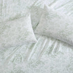 Laura Ashley - King Sheets, Cotton Percale Bedding Set, Lightweight & Breathable Home Decor (Toile Delight Green, King)