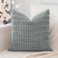 Otostar Grey Corduroy Decorative Throw Pillow Covers 18X18 Inch Super Soft Boho Striped Square Pillow Covers Case Modern Cushion Covers For Sofa Couch Bedroom Car Decor