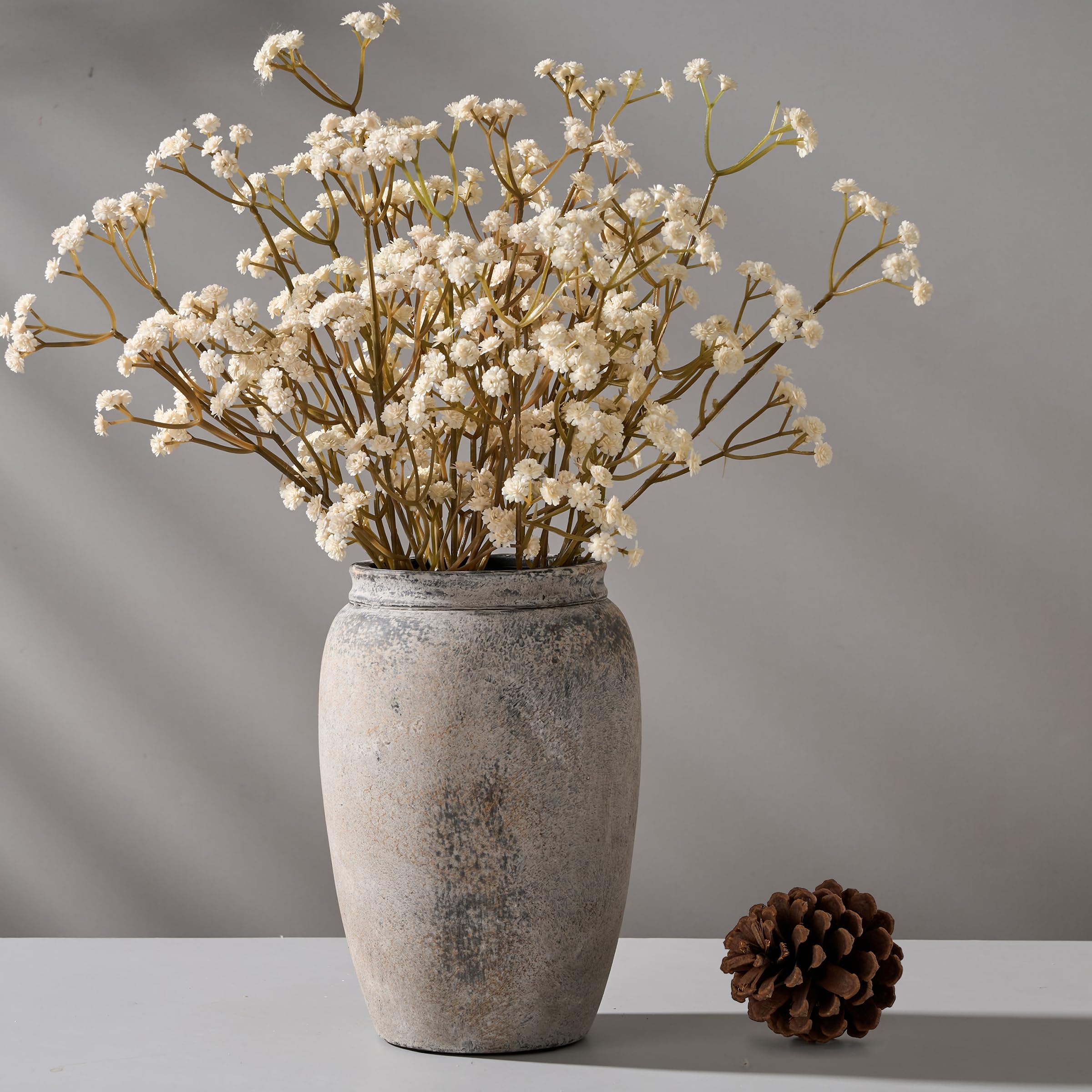 Porcer 8.2 Inch Ceramic Vase, Terracotta Rustic Vase Farmhouse Decorative Vase Boho Decor, Ceramic Vases For Home Decor, Living