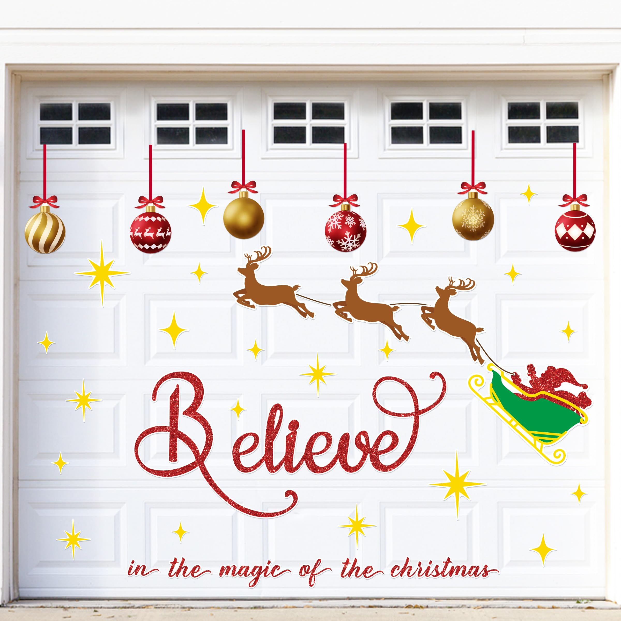 45Pcs Christmas Garage Door Decorations Magnets - Believe Santa Reindeer Xmas Holiday Refrigerator Fridge Kitchen Decor