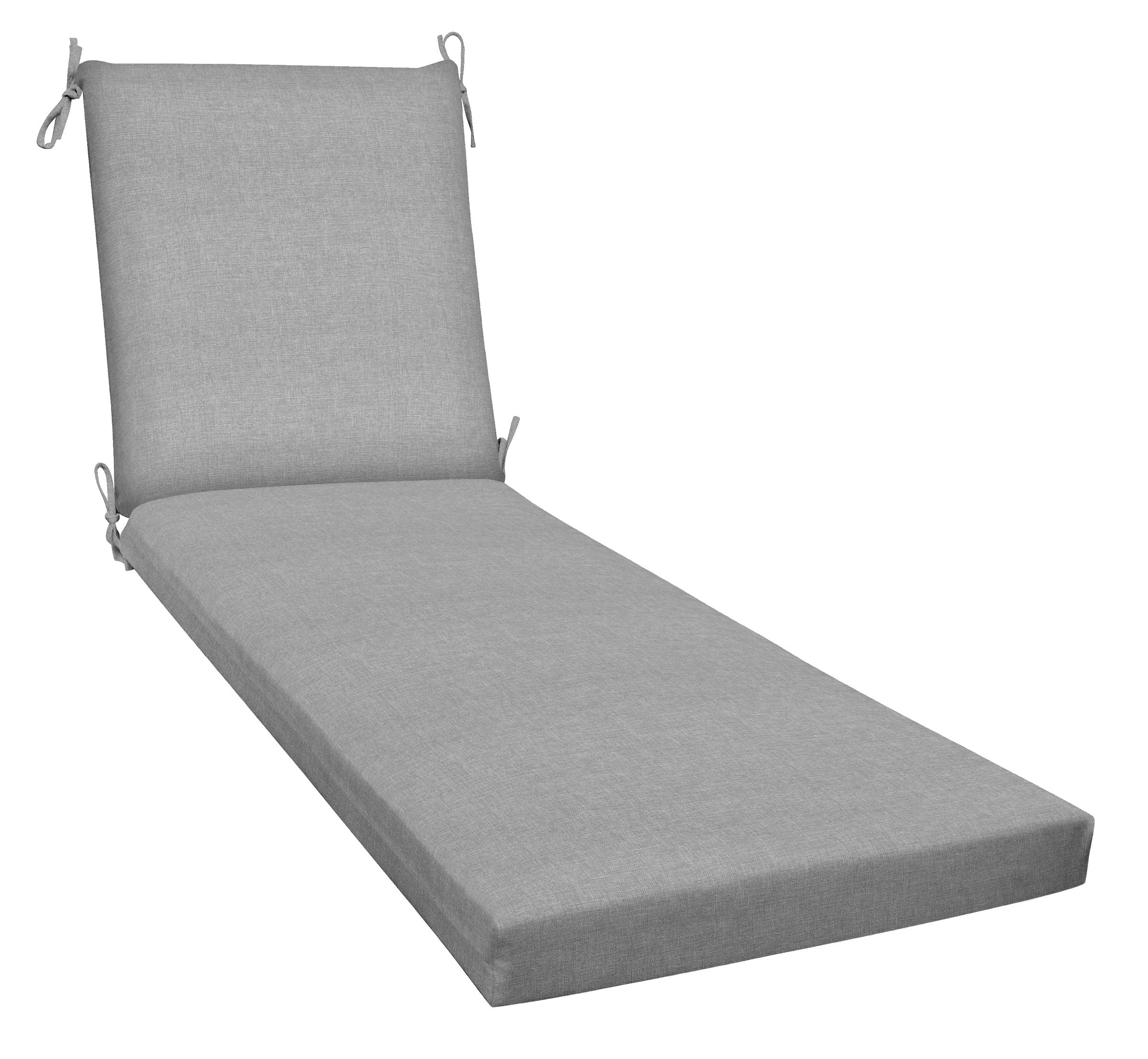 Honeycomb Outdoor Textured Solid Platinum Grey Chaise Lounge Cushion: Recycled Fiberfill, Weather Resistant, Reversible, Comfort