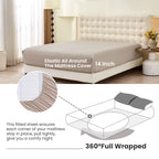Simple&Opulence Belgian Linen Sheet Set Solid Color - Sheet Set 4Pc - Cal King Natural Flax Cotton Blend Soft Bedding Breathable Farmhouse - Khaki, California King