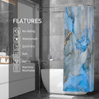 Gibelle Small Stall Shower Curtain 36 X 72, Narrow Half Abstract Blue Grey Marble Shower Curtain, Modern Ink Art Waterproof Fabr