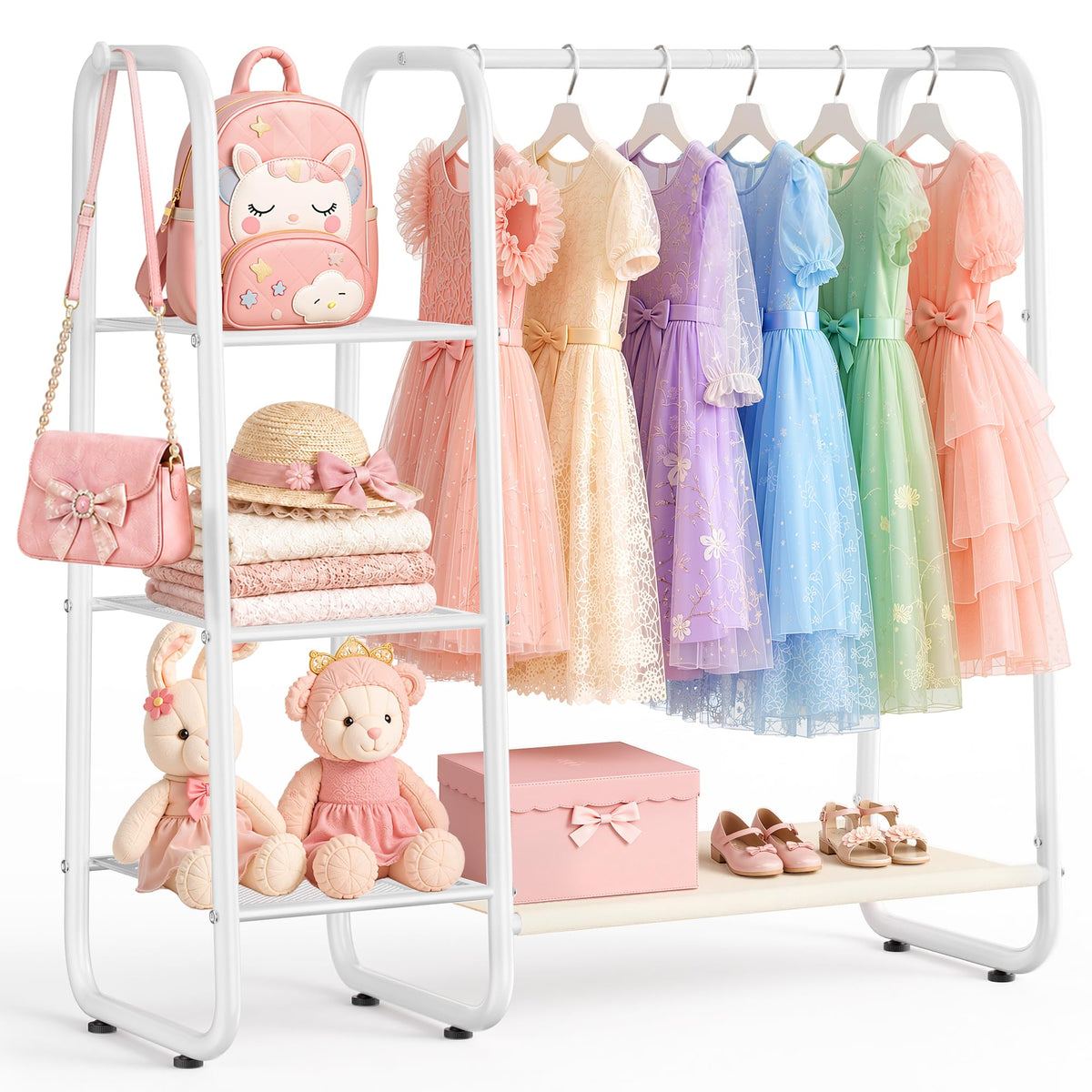 LZNIOZ Kids Clothing Rack with Storage Baby Toddler Dress up Rack
