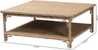 Kalimantan Bohemian Light Honey Rattan And Mahogany Wood Square Coffee Table -Like New