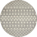 Nourison Grafix Moroccan Grey 8' X Round Area Rug, Easy Cleaning, Non Shedding, Bed Room, Living Room, Dining Room, Kitchen (8 R