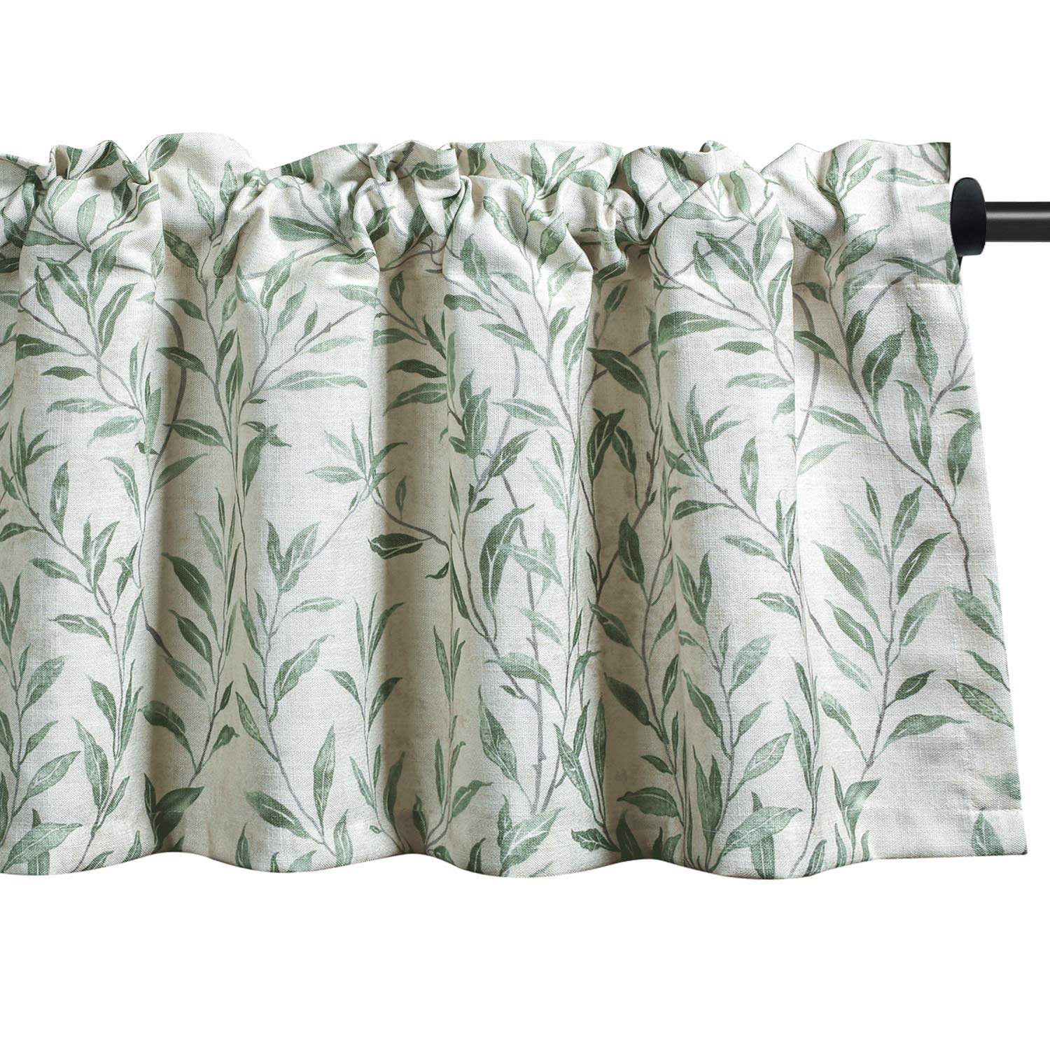 VOGOL Curtain Valances Leaves Meticulous Printed Window Curtains for Kitchen, Top Rod Pocket 52x18 Valance for Farmhouse Small W