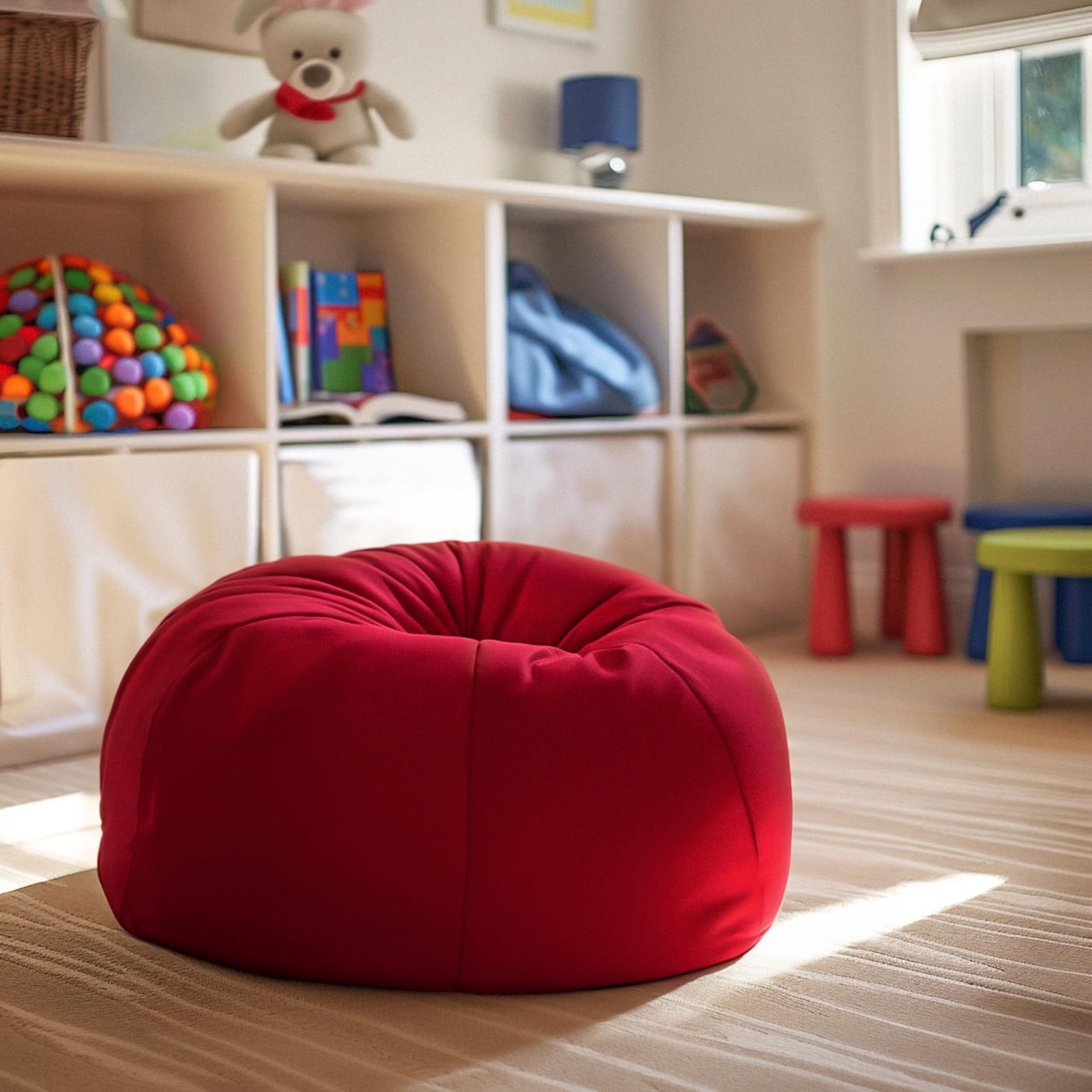 Flash Furniture Dillon Small Bean Bag Chair for Kids and Teens, Foam-Filled Beanbag Chair with Machine Washable Cover, Red