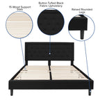 Flash Furniture Roxbury King Size Tufted Upholstered Platform Bed In Black Fabric With 10 Inch Certipur-Us Certified Pocket Spring Mattress