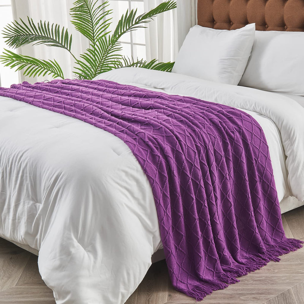 Inhand Valentine'S Day Gifts Throw Blanket Purple For Couch, Soft Living Room Home Decor Twin Size Knitted Blanket, Outdoor Ligh