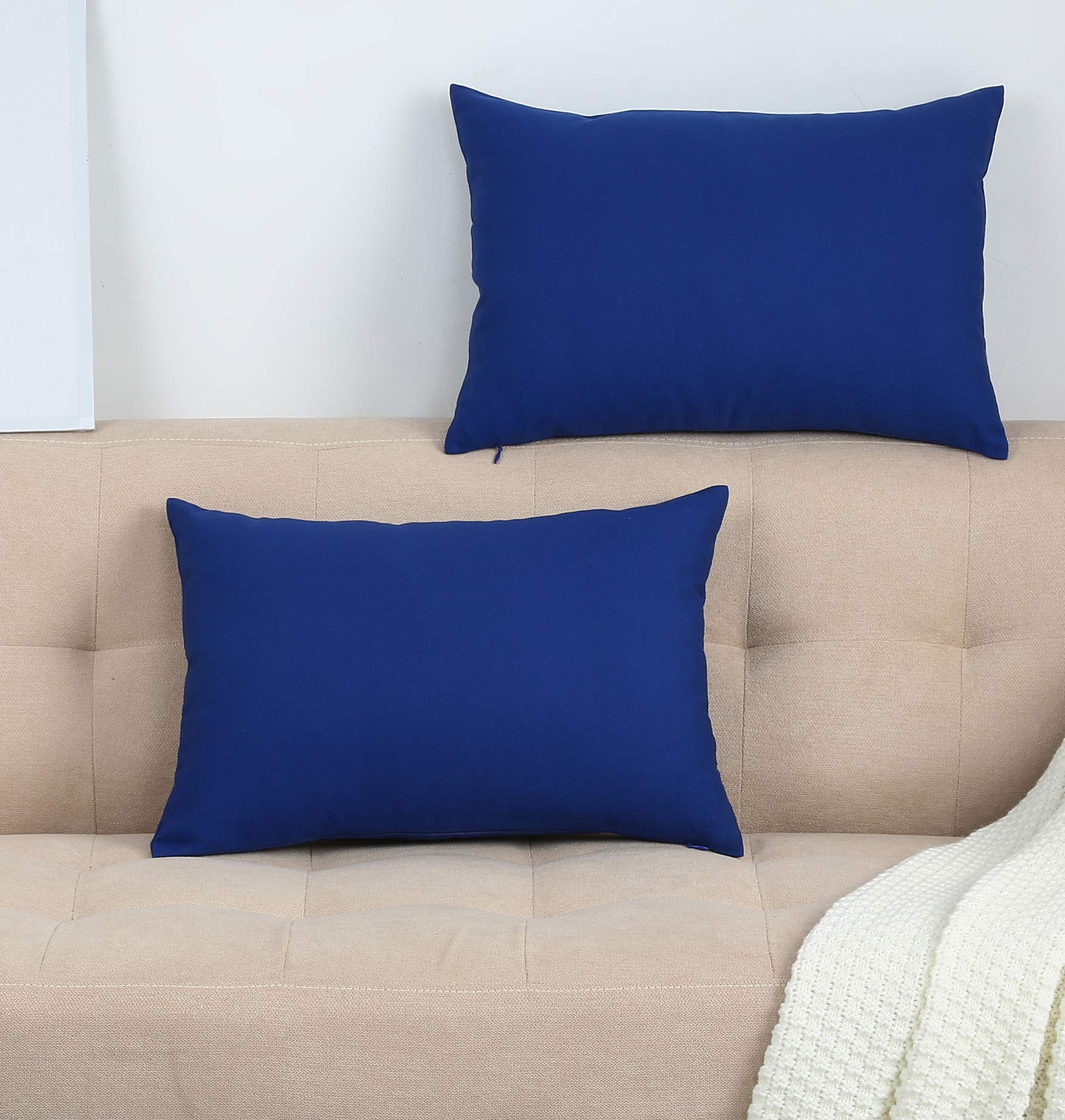 Tangdepot Handmade Decorative Solid 100% Cotton Canvas Throw Pillow Covers/Pillow Shams, (12'X18', Royal Blue)