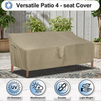Outdoorlines Outdoor Waterproof Patio 4-Seater Couch Cover - Uv Resistant Patio Sofa Furniture Covers Weatherproof Heavy Duty Glider Covers For Outdoor Furniture, 104Wx32.5Dx33H Inches, Camel