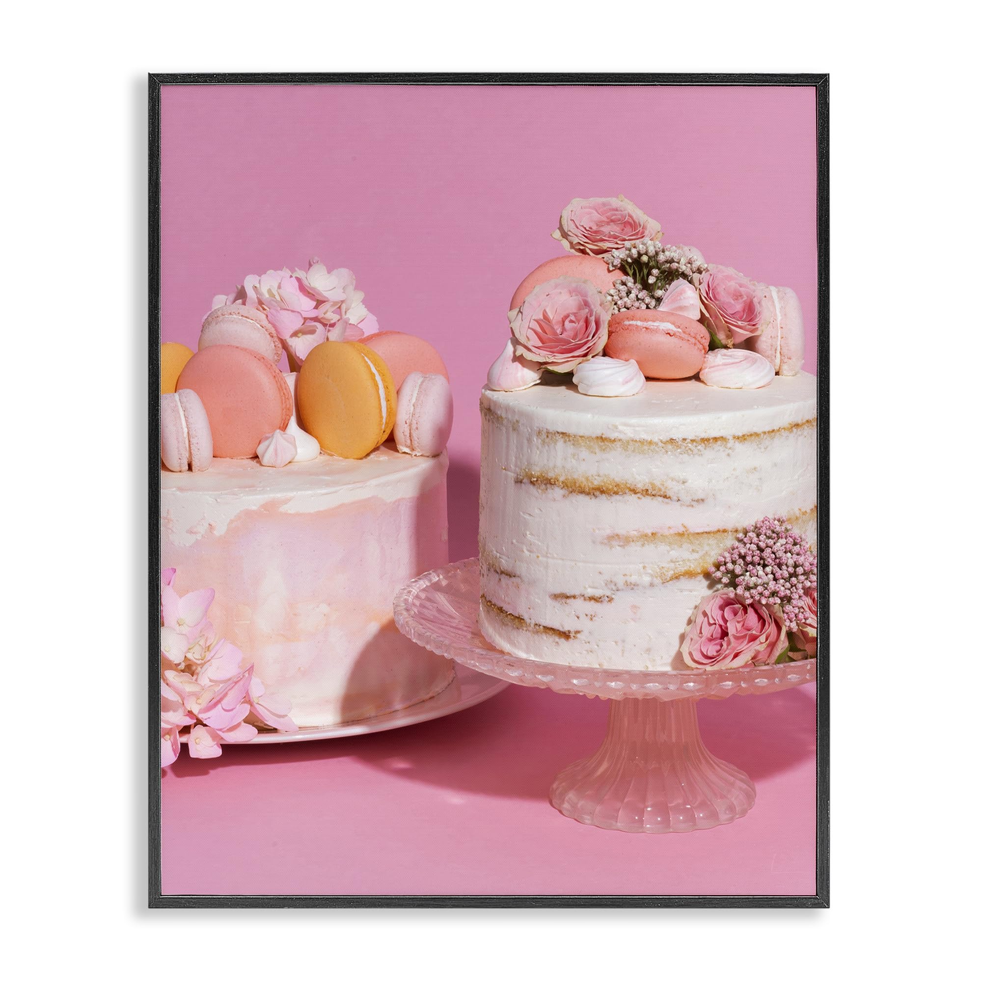 Stupell Industries Pink Pastel Macaroon Cakes, Framed Giclee Art, Black, 11 x 14 Inches, Easy to Hang and Sturdy, Made in USA,