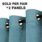 H.Versailtex Privacy Protection Home Fashion Natural Linen Rich Quality Curtain Sheers Multi Size 52X72 - Inch/Nickel Grommet Top Linen Curtain Panels Indoor Curtains (Set Of 2, Turquoise)