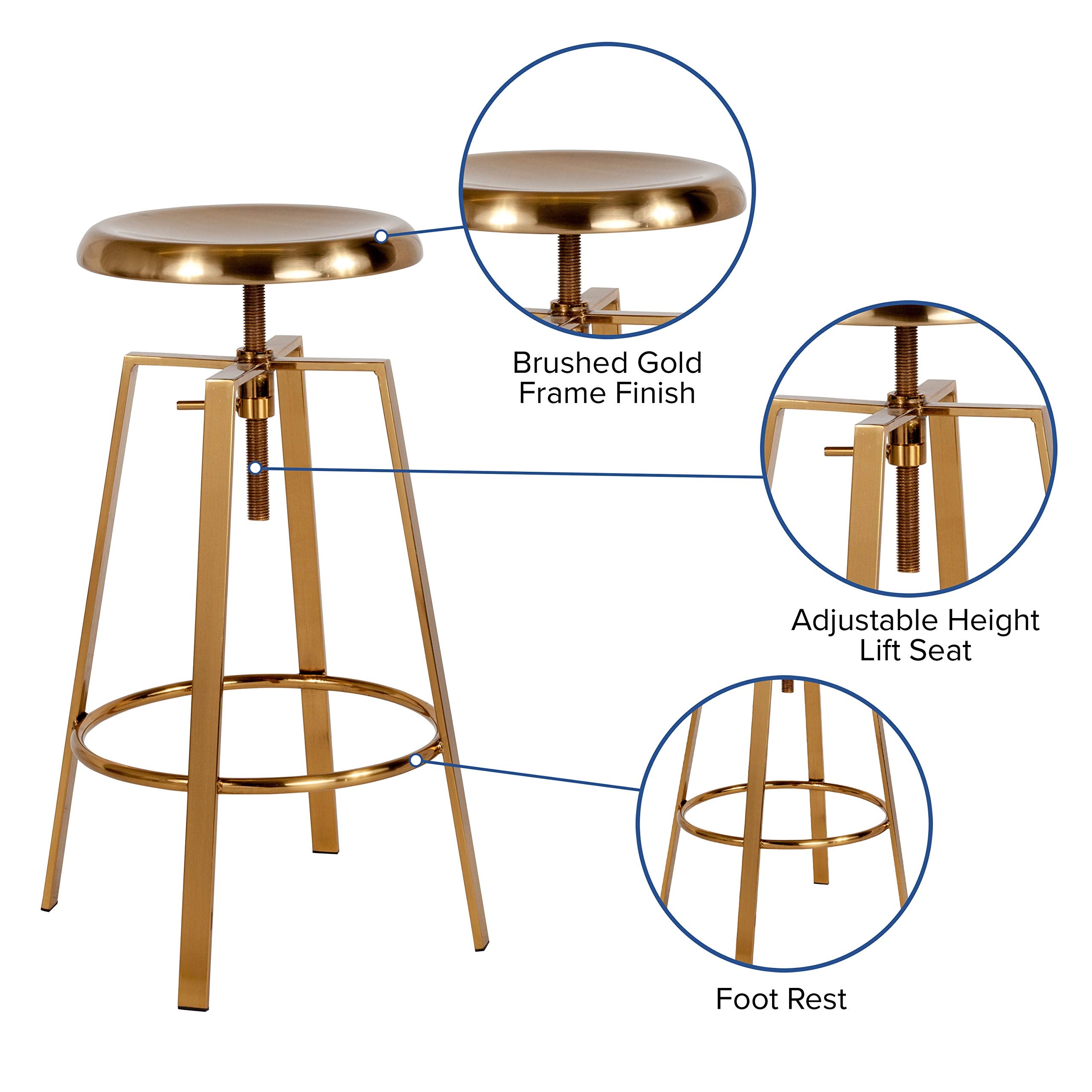 Flash Furniture Swivel Lift Barstool, 1 Pack, Gold