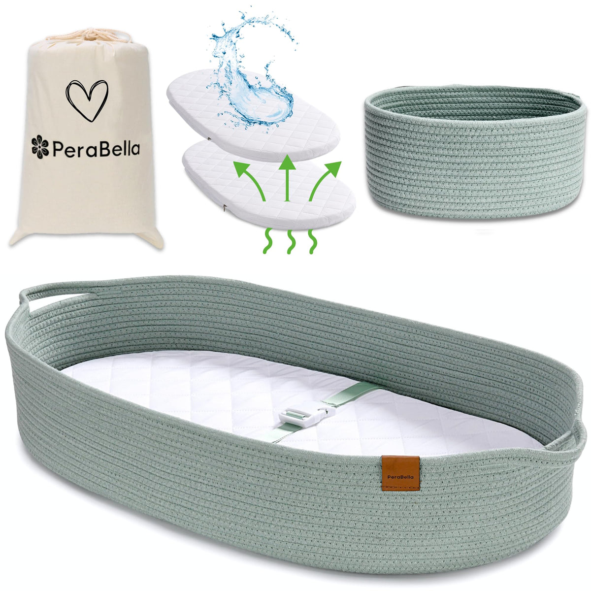 Baby Changing Basket for Baby Dresser, Moses Basket for Babies, Cotton Rope Diaper Changing Basket, Unisex Baby Moses Basket, Fo