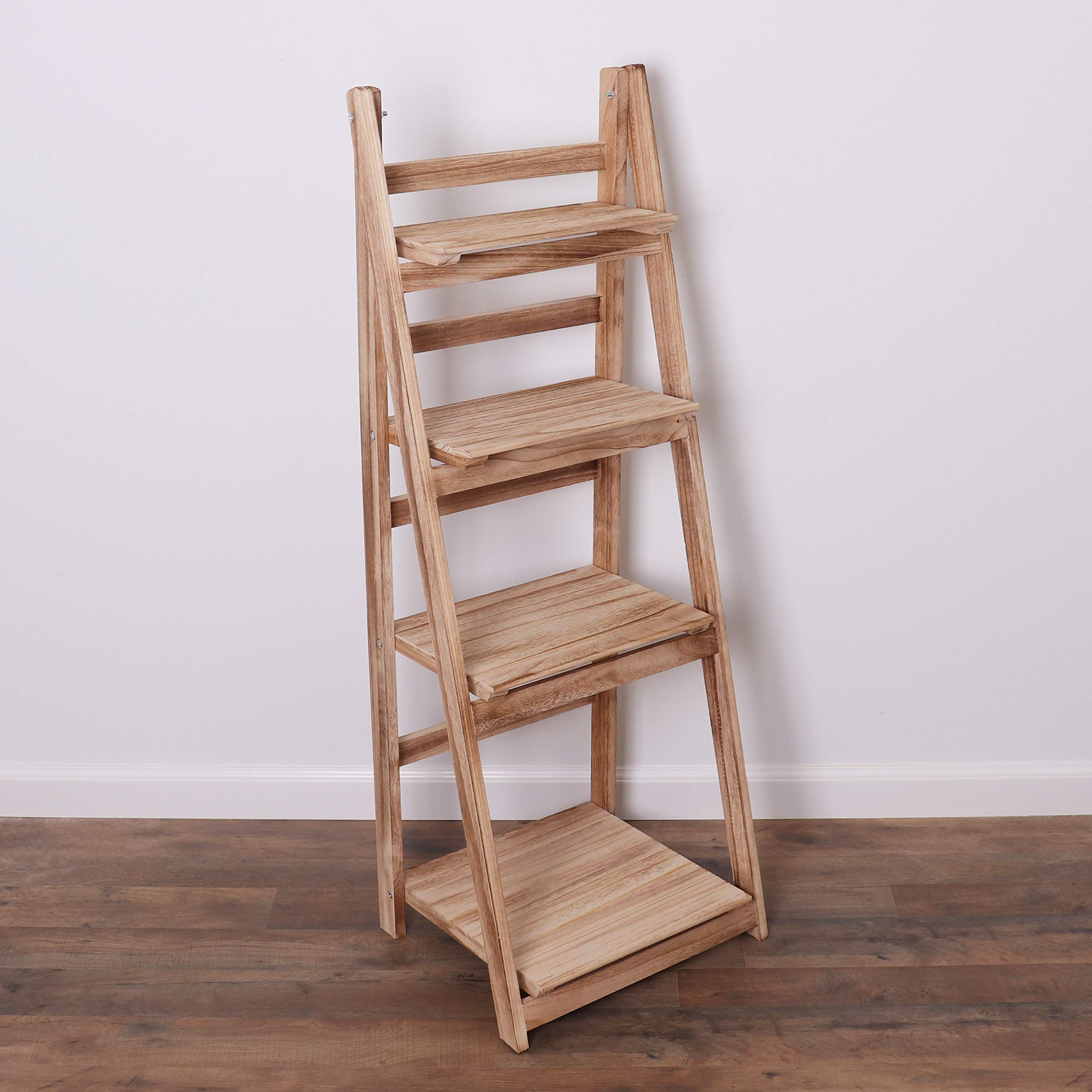 Milltown Merchants Ladder Shelf - Distressed Bookshelf - Rustic Ladder Bookshelf - Leaning Bookshelf for Rustic Home Decor (Drif
