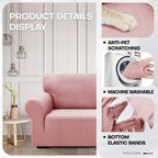 Znsayotx 1 Piece Jacquard Couch Covers For 3 Cushion Couch Living Room High Stretch Sofa Cover Pets Dogs Friendly Anti Slip Thickened Slipcovers Furniture Protector (Large,New Pattern,Rose)