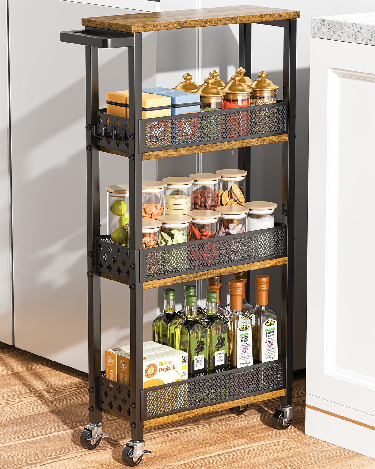 Giwil 4Tier Rolling Slim Storage Cart Kitchen Bathroom Laundry Organizer