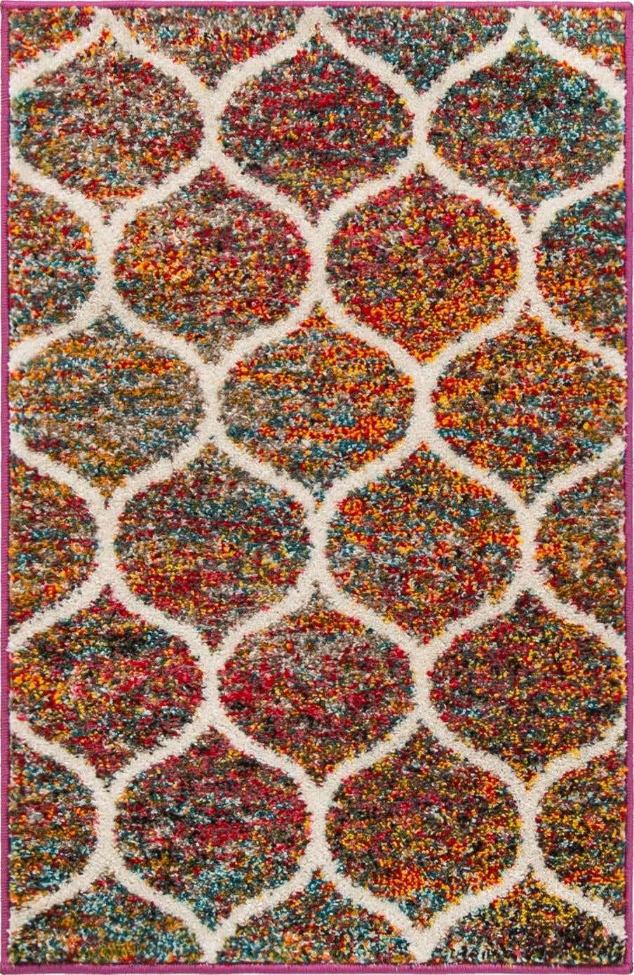 Unique Loom Trellis Frieze Collection Area Rug - Rounded (2' x 3', Multi/ Black)