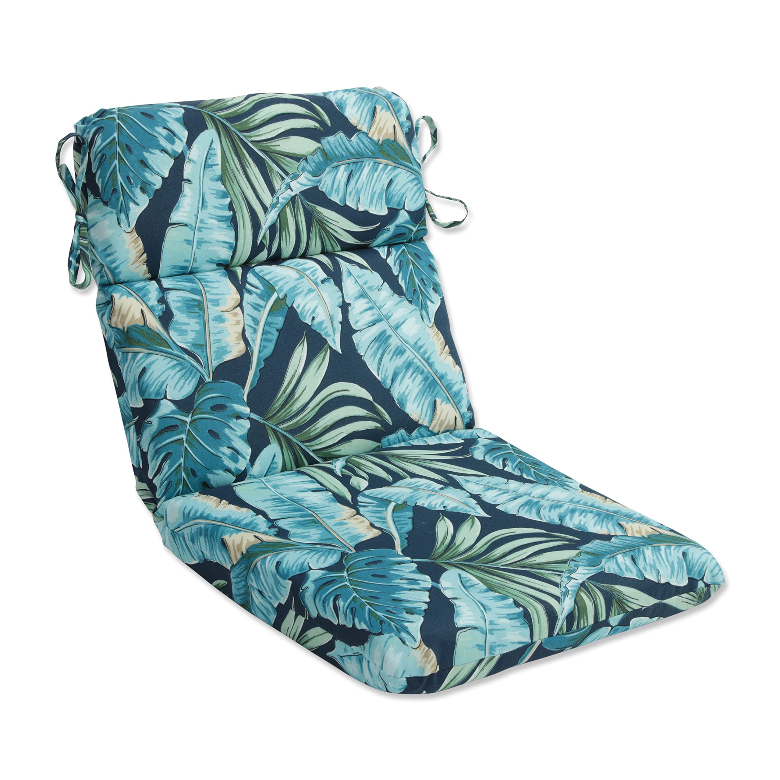 Pillow Perfect Outdoor/Indoor Round Corner Chair Cushion, 40.5' X 21', Blue Tortola Midnight
