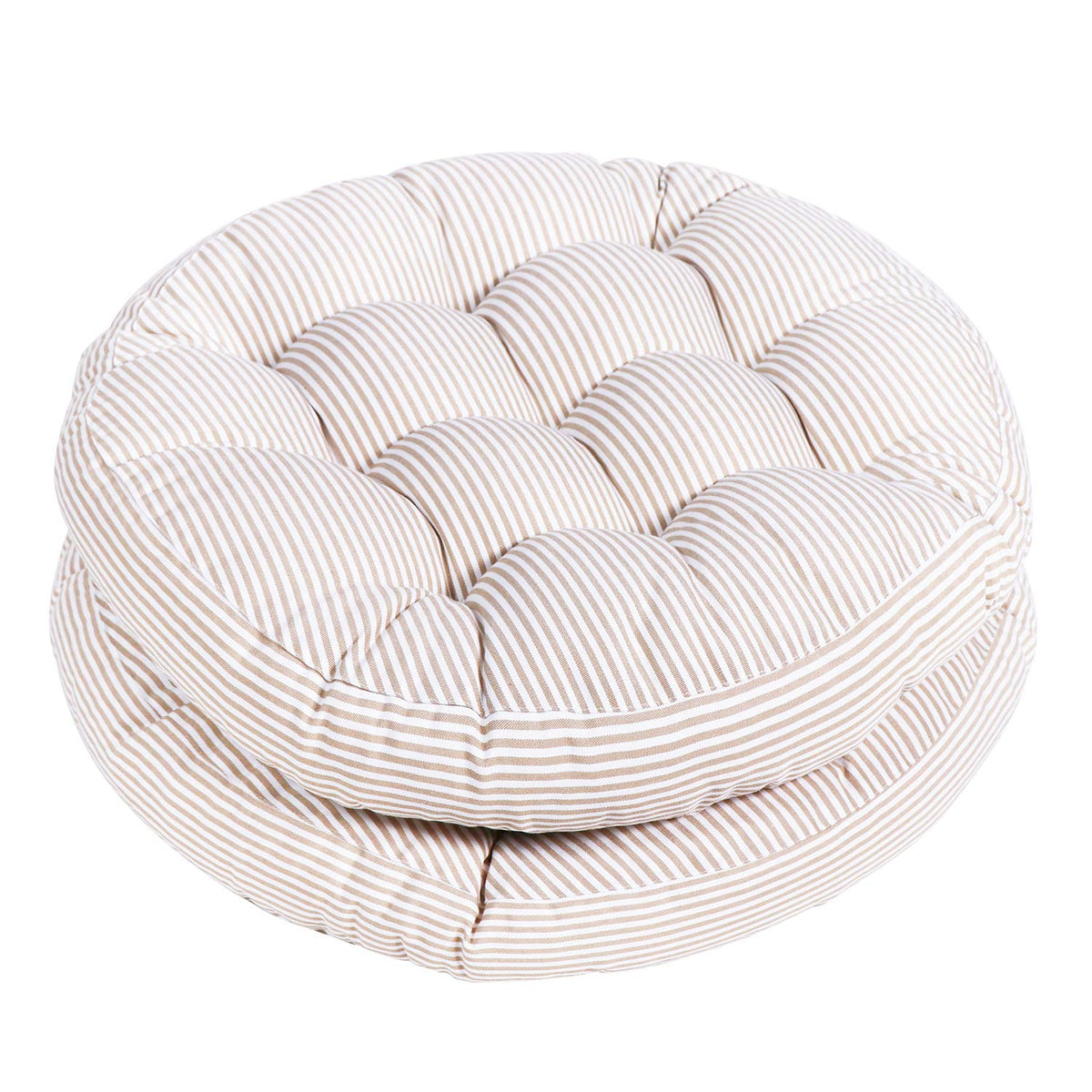 Tiita Striped Seat Cushion 2 Pack Beige Round Floor Pillows 22'X22' Chair Pad Cushions For Indoor/Outdoor Hanging Swing Chair