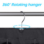 Misslo 30 Large Pockets Dual Sided Hanging Shoe Rack For Closet Organizer With Rotating Hanger Hanging Shoe Shelves, Black