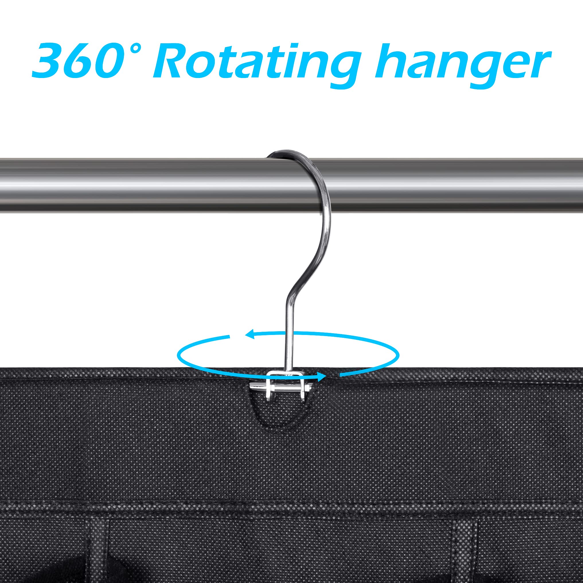 Misslo 30 Large Pockets Dual Sided Hanging Shoe Rack For Closet Organizer With Rotating Hanger Hanging Shoe Shelves, Black