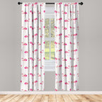 Ambesonne Flamingo Curtains, Repetitive Pattern Of Hand Painted Tropic Birds And Spots, Window Treatments 2 Panel Set For Living