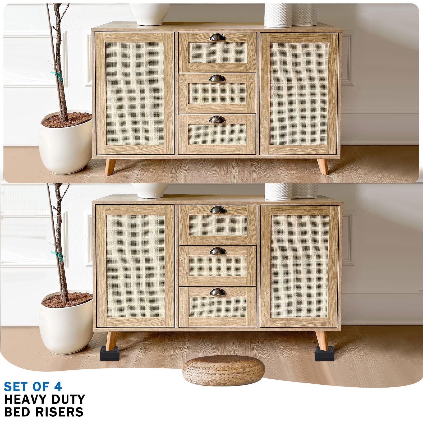 Annkut Bed Risers 1.5 Inch Heavy Duty, Furniture Risers For Bed Sofa Table And Couch Lifting,Square Adjustable Risers Blocks, Su