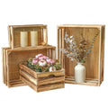 JUMBO HUMBLE Large Torched Wood Storage Crates Decorative, Set of 4 Nesting Wooden Crates for Display Rustic, Farmhouse Wooden S
