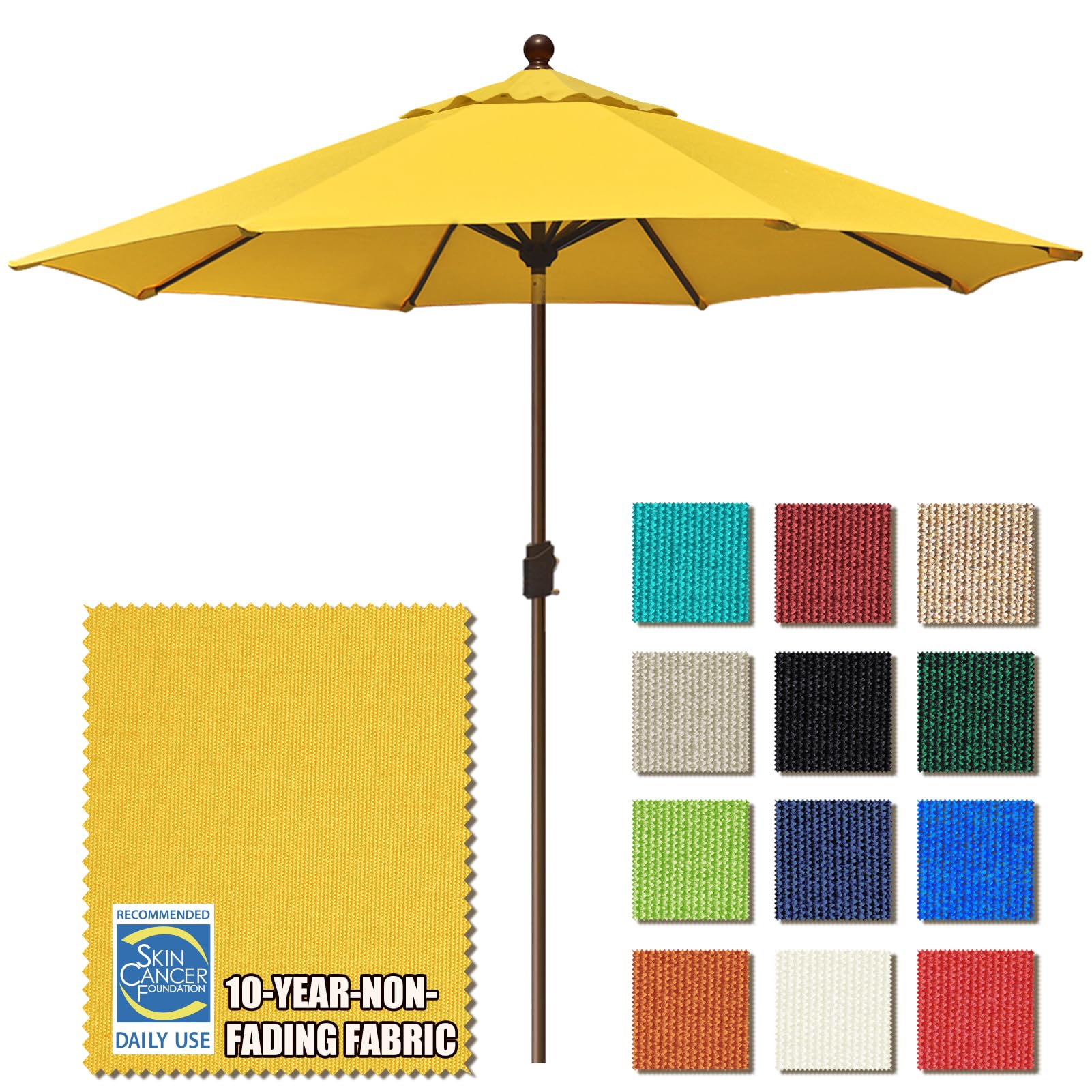 Eliteshade Usa 10-Year-Non-Fading 10Ft Market Umbrella Patio Umbrella Outdoor Table Umbrella With Ventilation, Sunflower Yellow