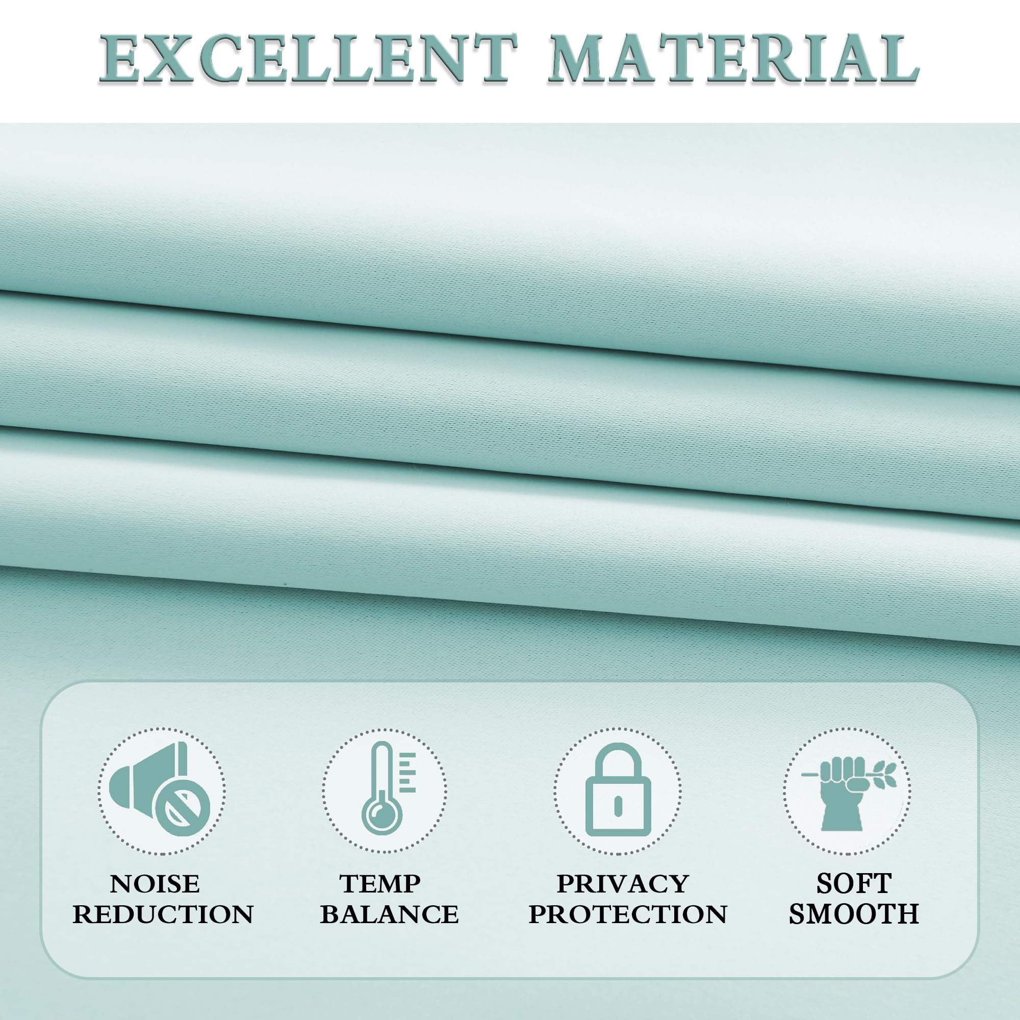 Donren 2 Panels Blackout Curtain Panels For Bedroom - Room Darkening Thermal Insulated Drapes With Rod Pocket(Aqua,52 By 84 Inch)