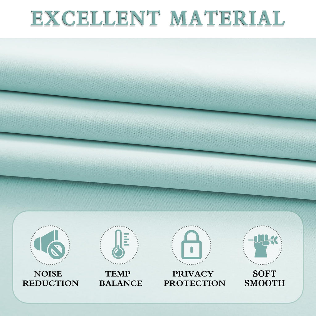 Donren 2 Panels Room Darkening Aqua Valances For Windows - Rod Pocket Kitchen Window Treatment Valances (52 Wide By 16 Inches Lo