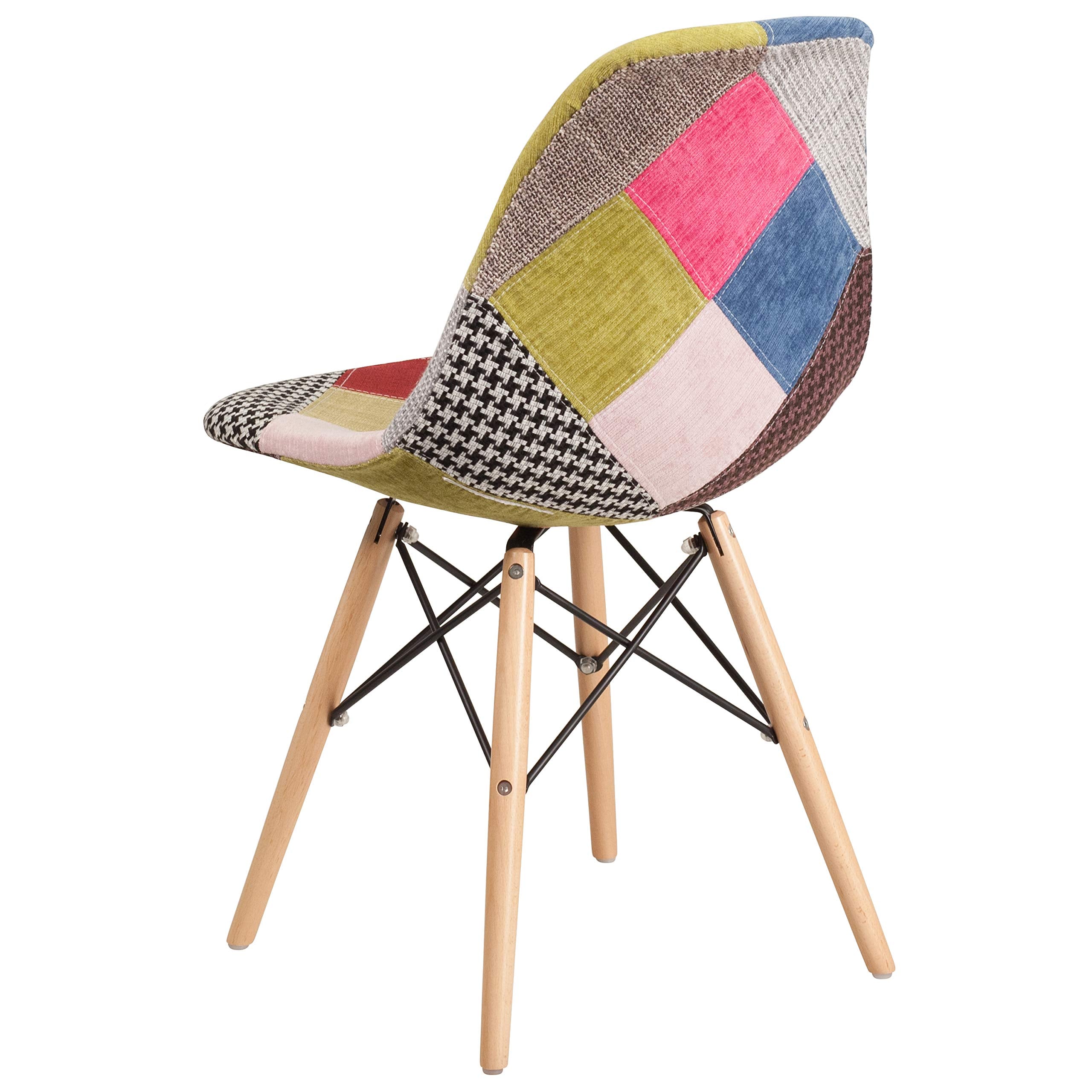 Flash Furniture Elon Series Milan Patchwork Fabric Chair With Wooden Legs
