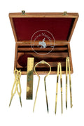 Solid Brass Proportional Divider Set Of 5, Full Brass Dividers With Executive Wooden Box, Single Handed 8' Brass Navigational D