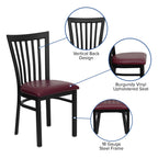 Flash Furniture HERCULES Series Black School House Back Metal Restaurant Chair - Burgundy Vinyl Seat
