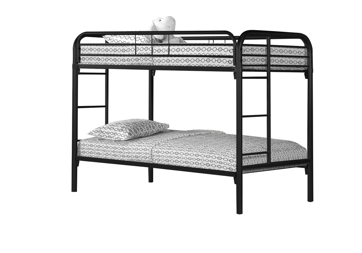 Monarch Specialties Ladder Bunk Bed, Metal Frame, Black, Twin Size