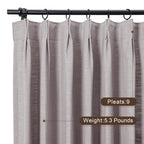Twopages Parchment Linen Pinch Pleat Drape For Dining Room, Room Darkening Light Filtering Double Layer Lined Curtain Window Tre