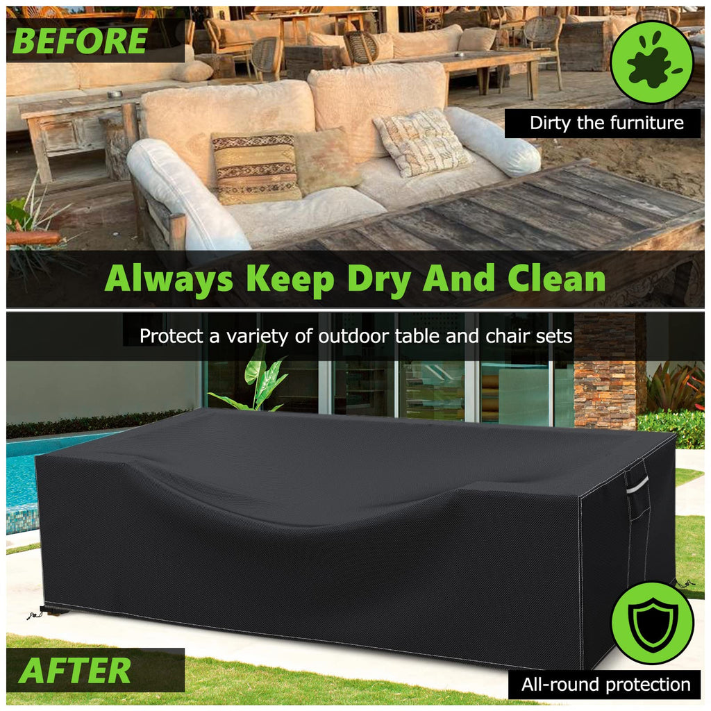 Patio Furniture Covers Waterproof, 600D Outdoor Furniture Covers Waterproof, Rectangular Outdoor Sectional Sofa Set Covers, Extra Large Patio Covers For Outdoor Furniture, 126'X63'X28'-Black