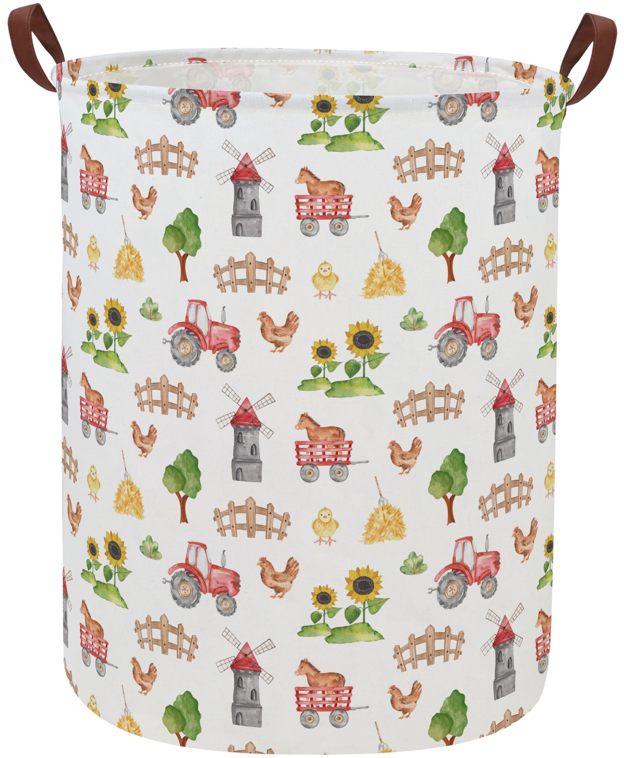 DDBASKET Kids Laundry Basket Farm Hamper for Nursery Boy and Girl Cute Kids Toys Storage Bin Organizer Room Decor for Home(Farm)