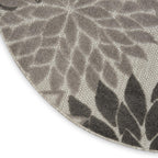 Nourison Aloha Indoor/Outdoor Floral Silver Grey 7'10' X Round Area Rug, (8' Round)