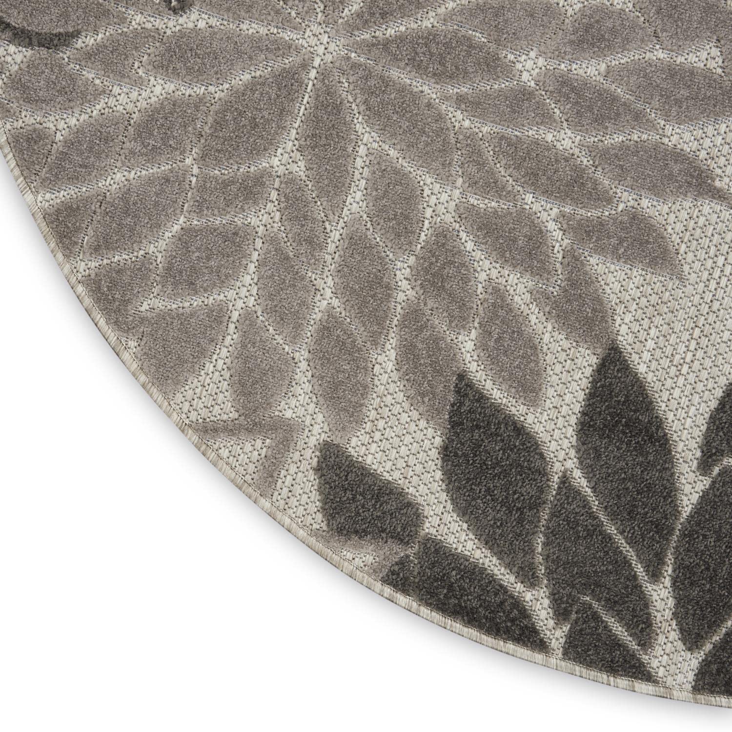 Nourison Aloha Indoor/Outdoor Floral Silver Grey 7'10' X Round Area Rug, (8' Round)
