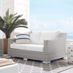 Modway Eei-3973-Lgr-Whi Conway Sunbrella Outdoor Patio Wicker Rattan, Loveseat, Light Gray White
