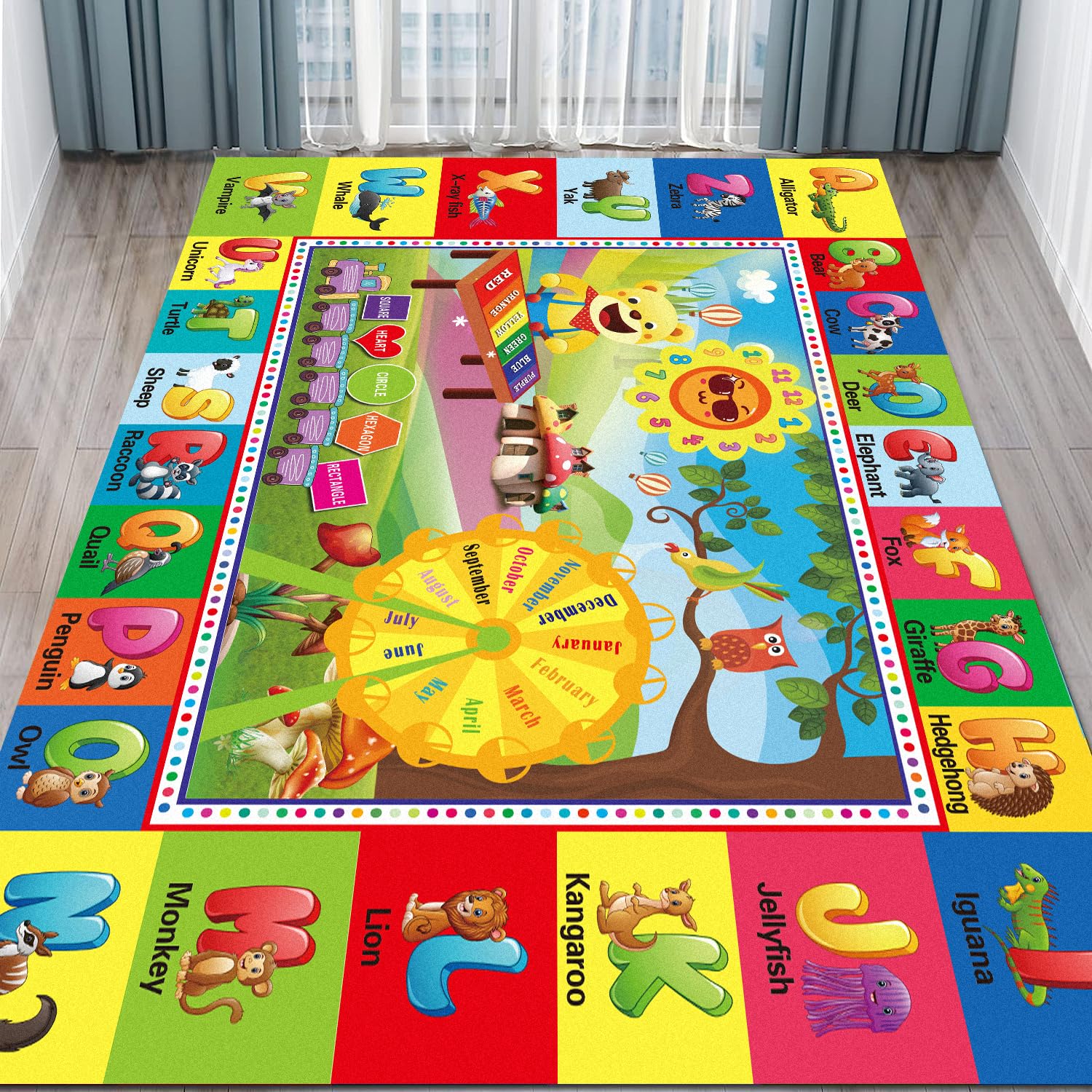 yongjoy ABC Rug, ABC Play Mat for Kids Playroom, Alphabet Floor Mat,Classroom Elementary Preschool Rugs wtih ABC, Numbers, Anima