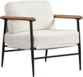 Yaheetech Accent Chair, Modern Vanity Chair, Boucle Fabric Lounge Chair with Metal Frame, Plush Back Pillow and Seat Cushion Poc