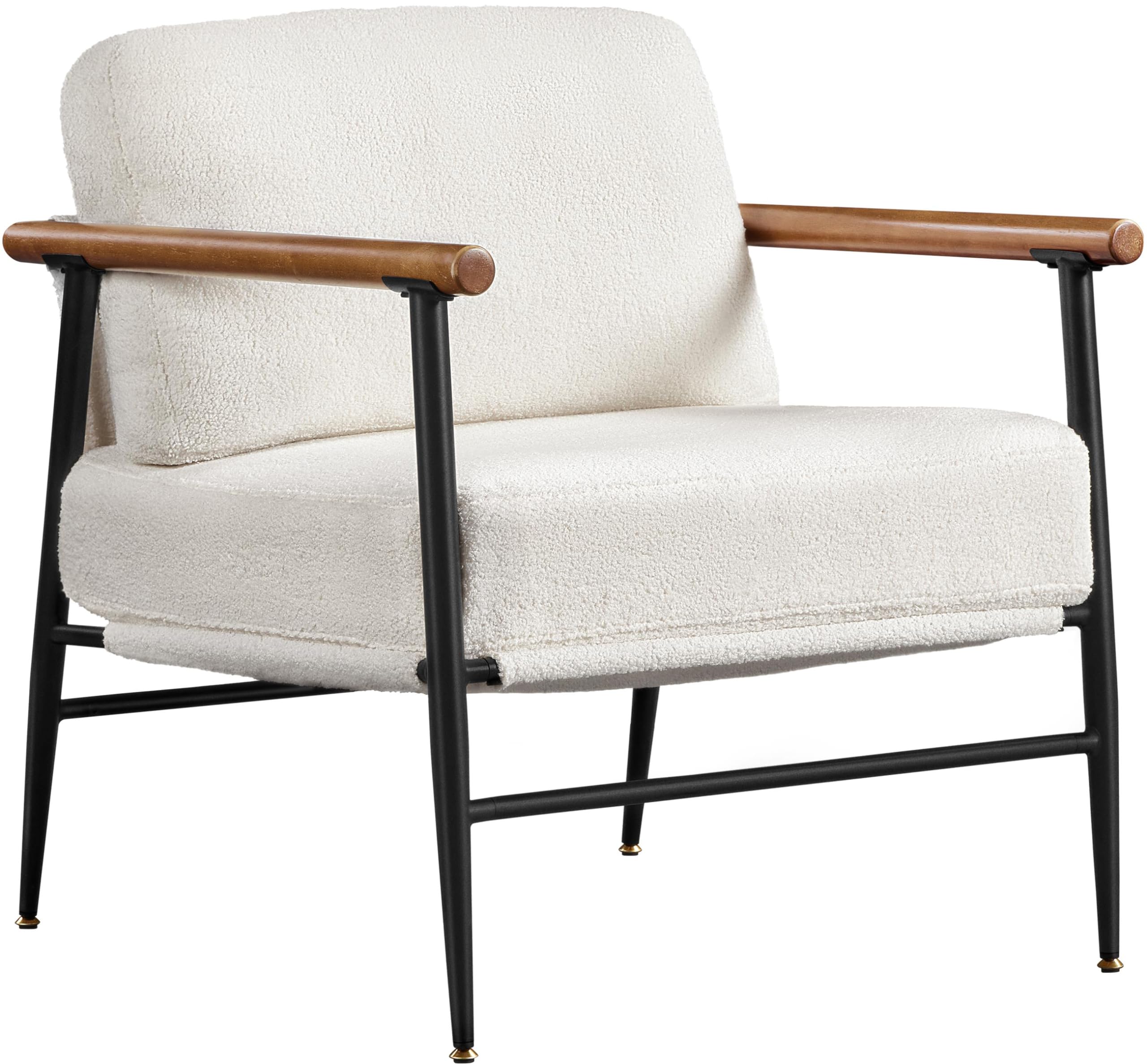 Yaheetech Accent Chair, Modern Vanity Chair, Boucle Fabric Lounge Chair with Metal Frame, Plush Back Pillow and Seat Cushion Poc