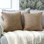 Otostar Linen Throw Pillow Covers Set Of 2 Decorative Square Pillowcases Cushion Covers 20X20 Inch For Home Decor Sofa Bedroom Car 50 X 50Cm Coffee Brown