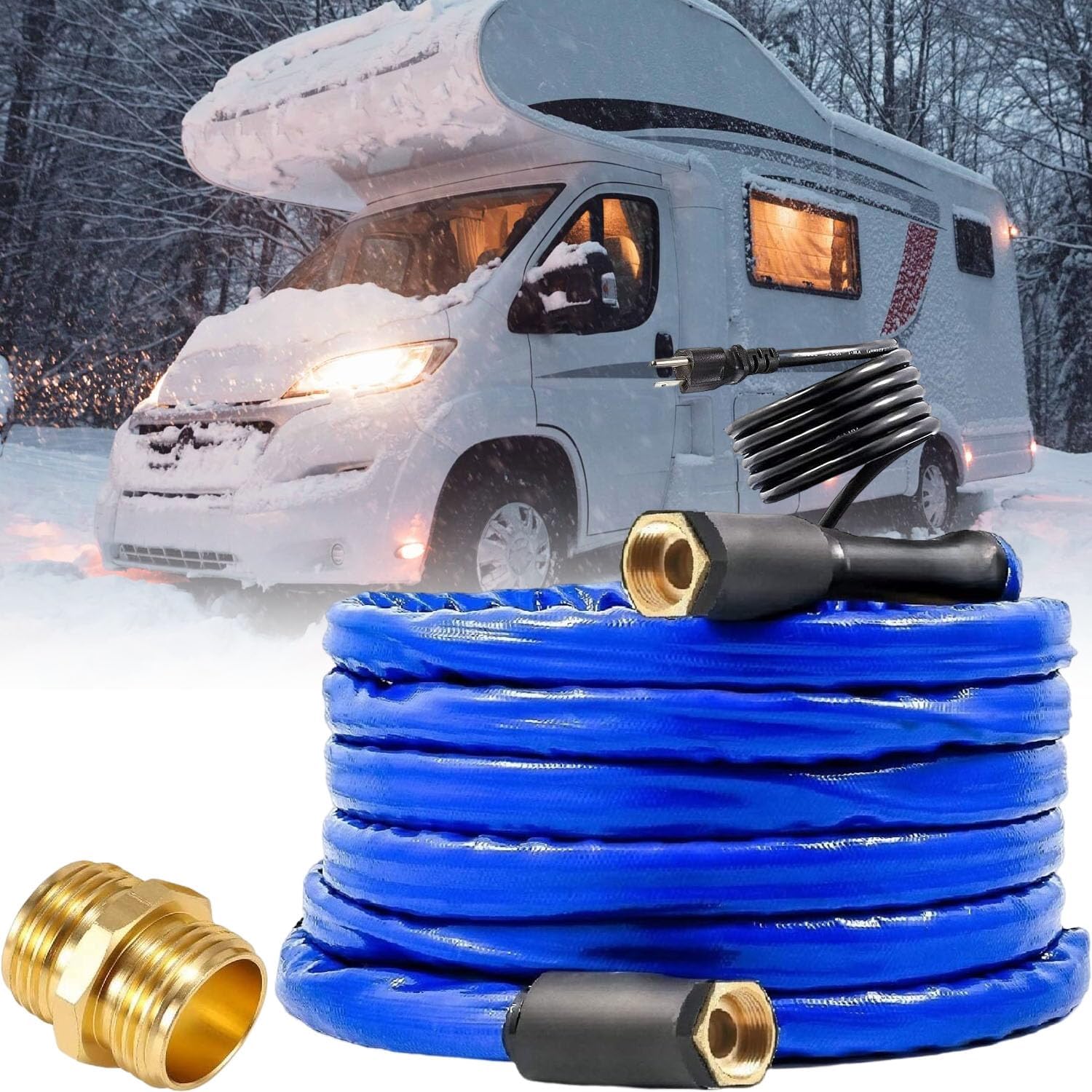 H&G Lifestyles Heated Water Hose For Rv 30Ft Rv Antifreeze Hose Self-Regulating Freeze Protection -45? Electric Heated Hose For